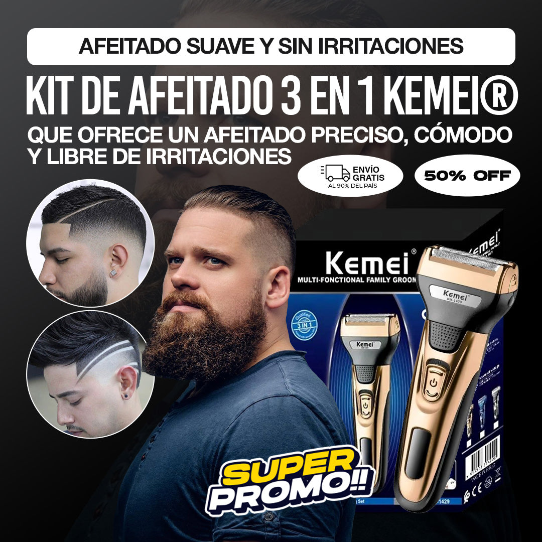 Kit 3 EN 1 - Afeitado Suave y sin Irritaciones Kemei