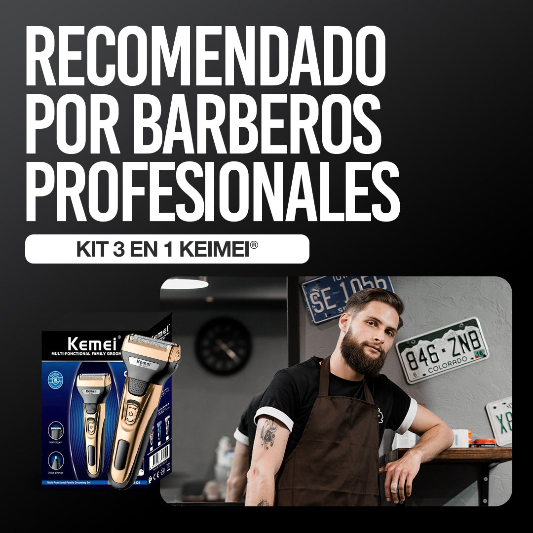 Kit 3 EN 1 - Afeitado Suave y sin Irritaciones Kemei