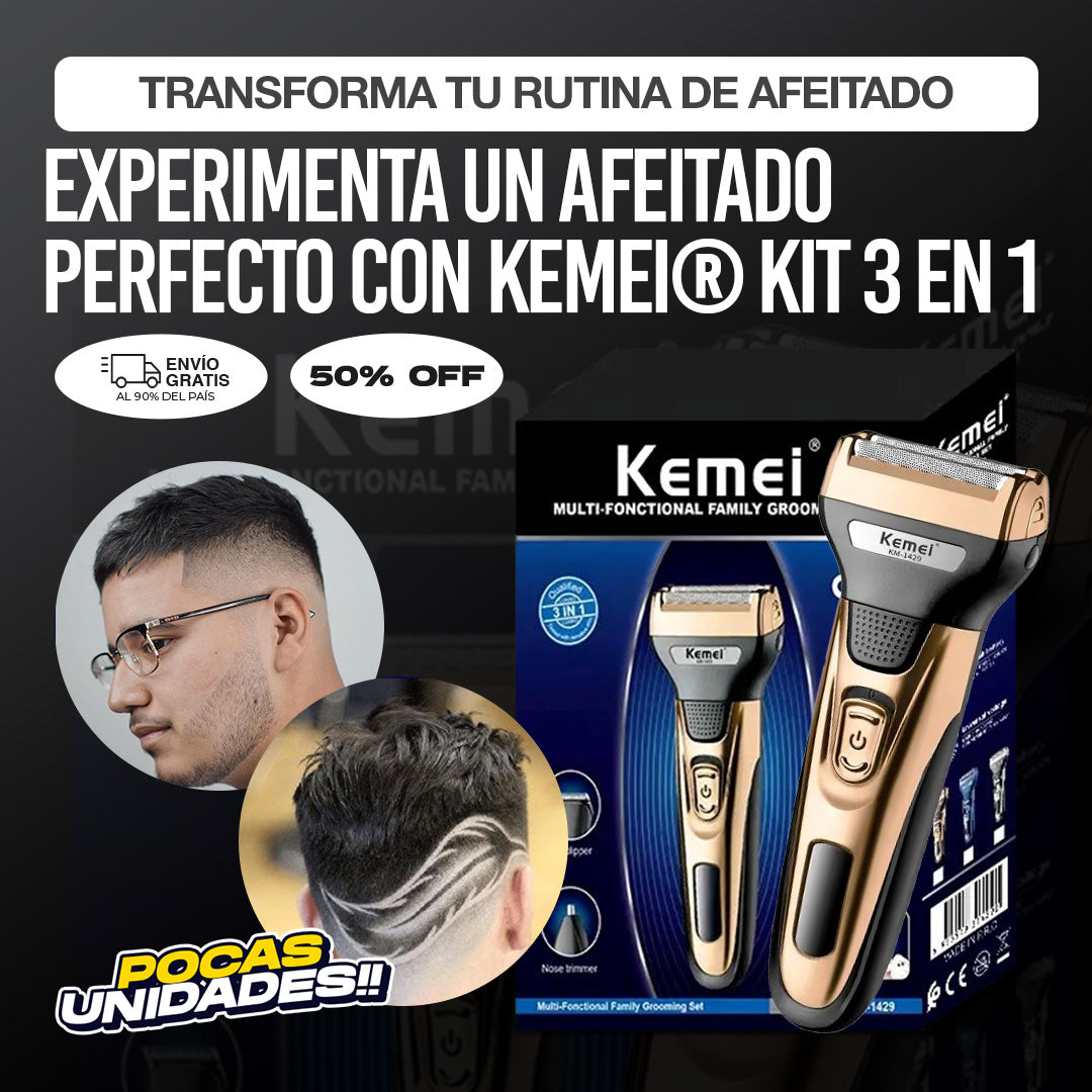 Kit 3 EN 1 - Afeitado Suave y sin Irritaciones Kemei